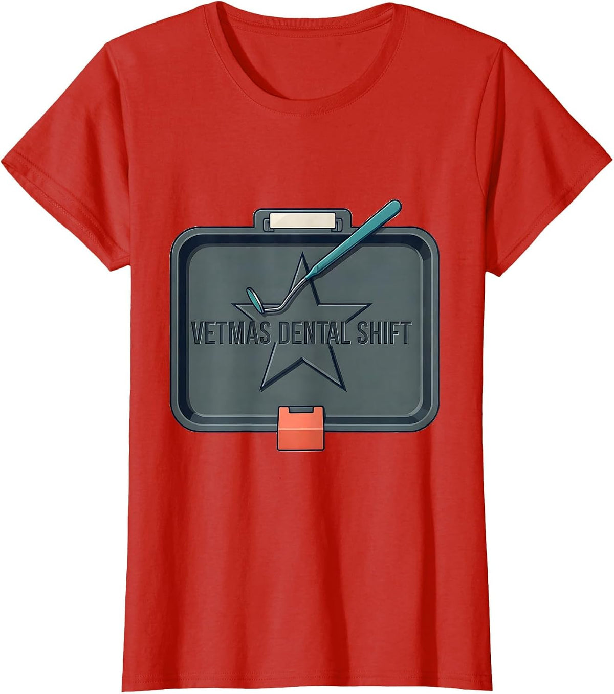 Vetmas Dental Shift Funny Vet Tech Christmas Veterinary T-Shirt - Red