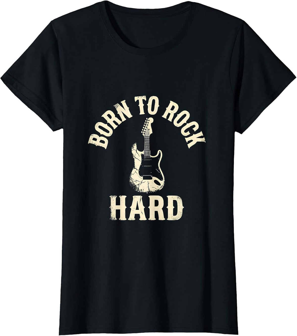 Born to Rock Hard Men's Rock and Roll Design T-Shirt - Black