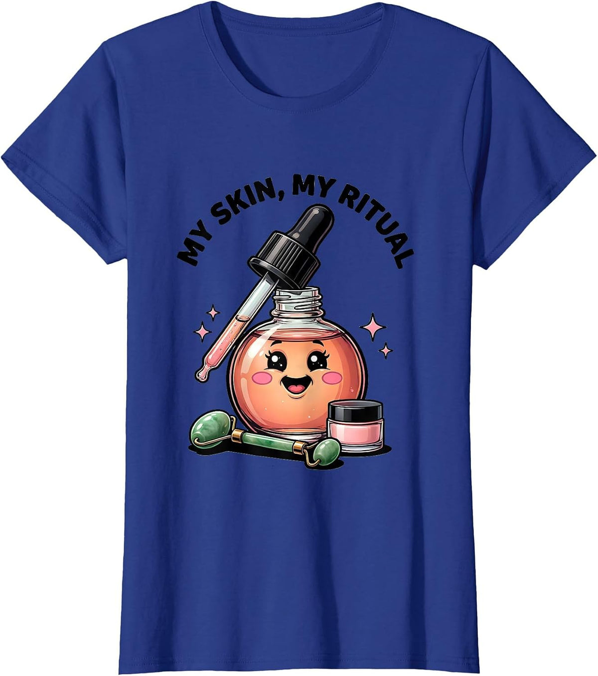 Women's My Skin My Ritual K-Beauty Skincare Design T-Shirt - Royal Blue