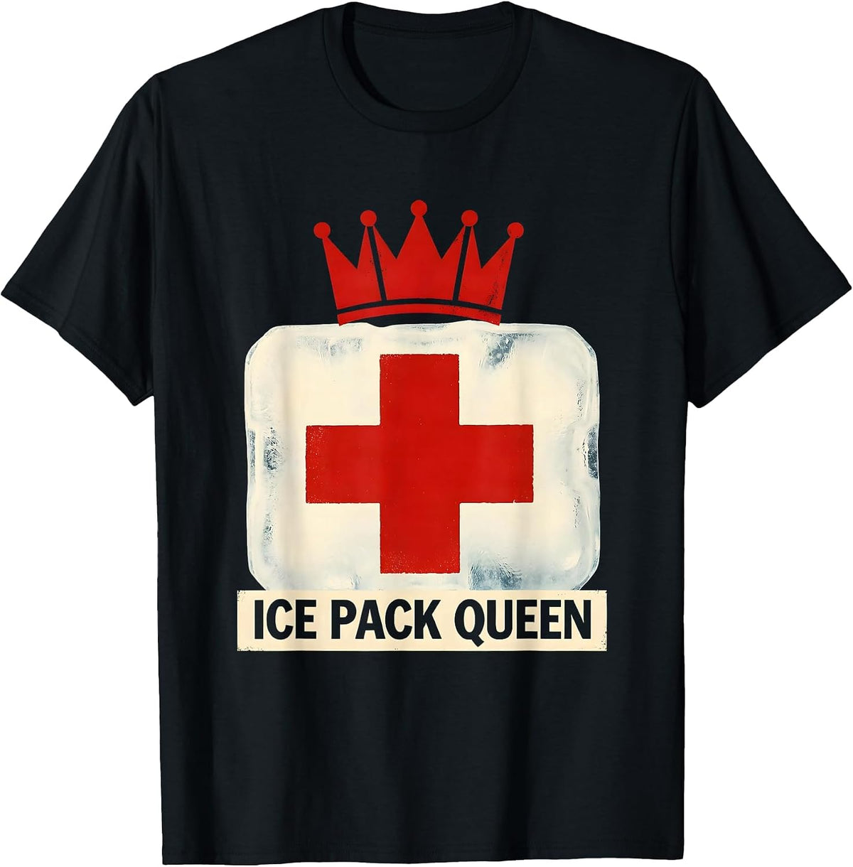 Men's Ice Pack Queen School Nurse Design T-Shirt - Black