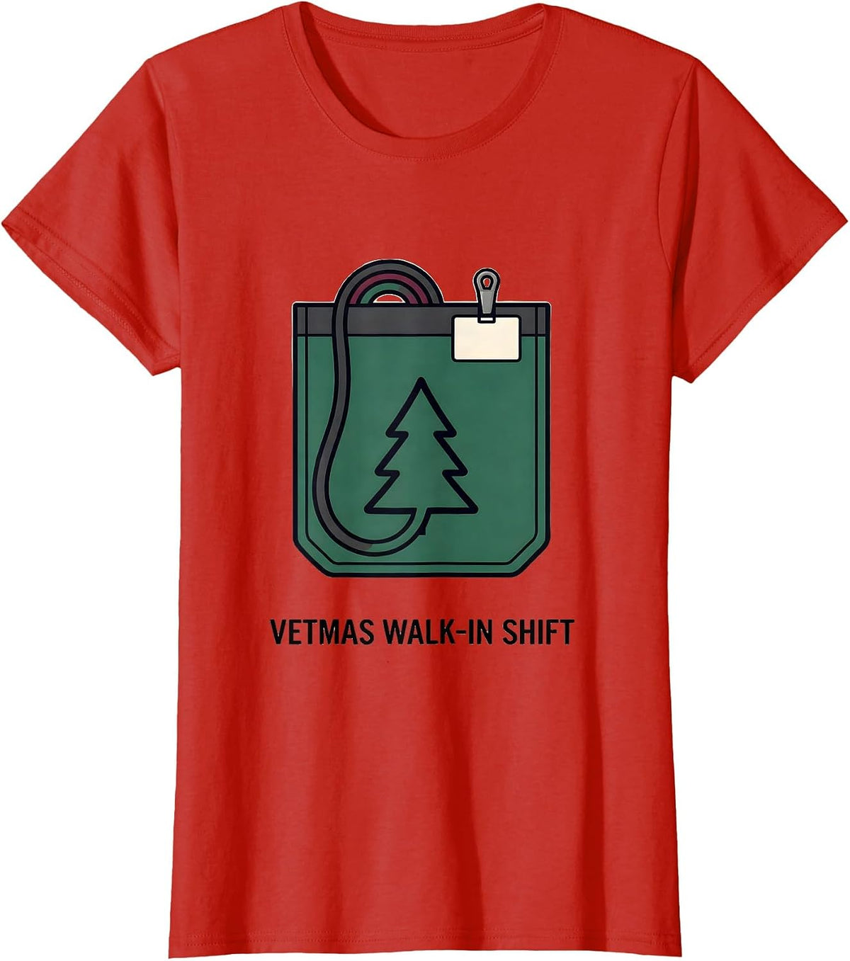 Vetmas Walk-In Shift Funny Vet Tech Christmas Veterinary T-Shirt - Red