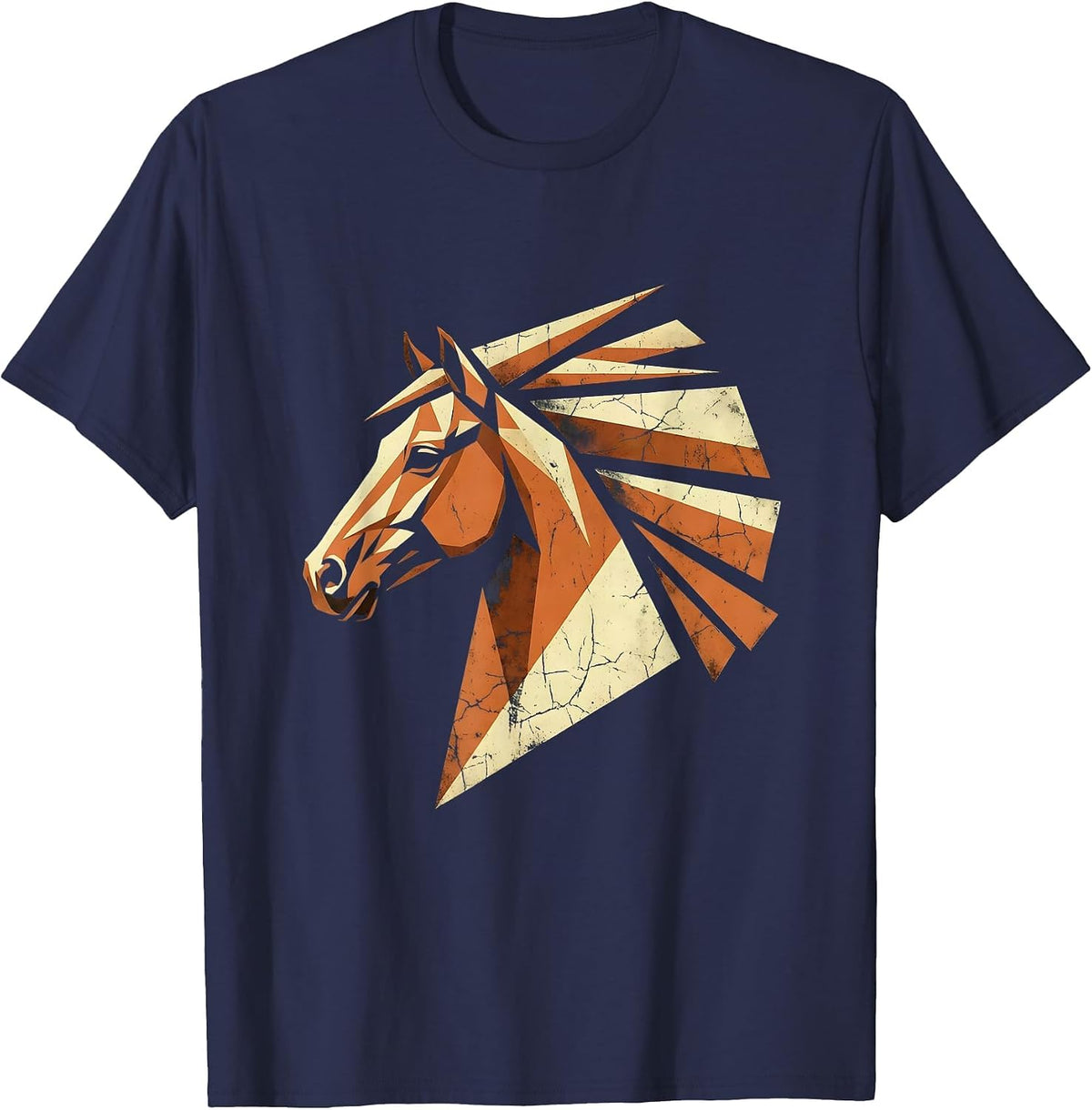 Horse Mane Blowing in Desert Wind Western Graphic T-Shirt - Navy Blue