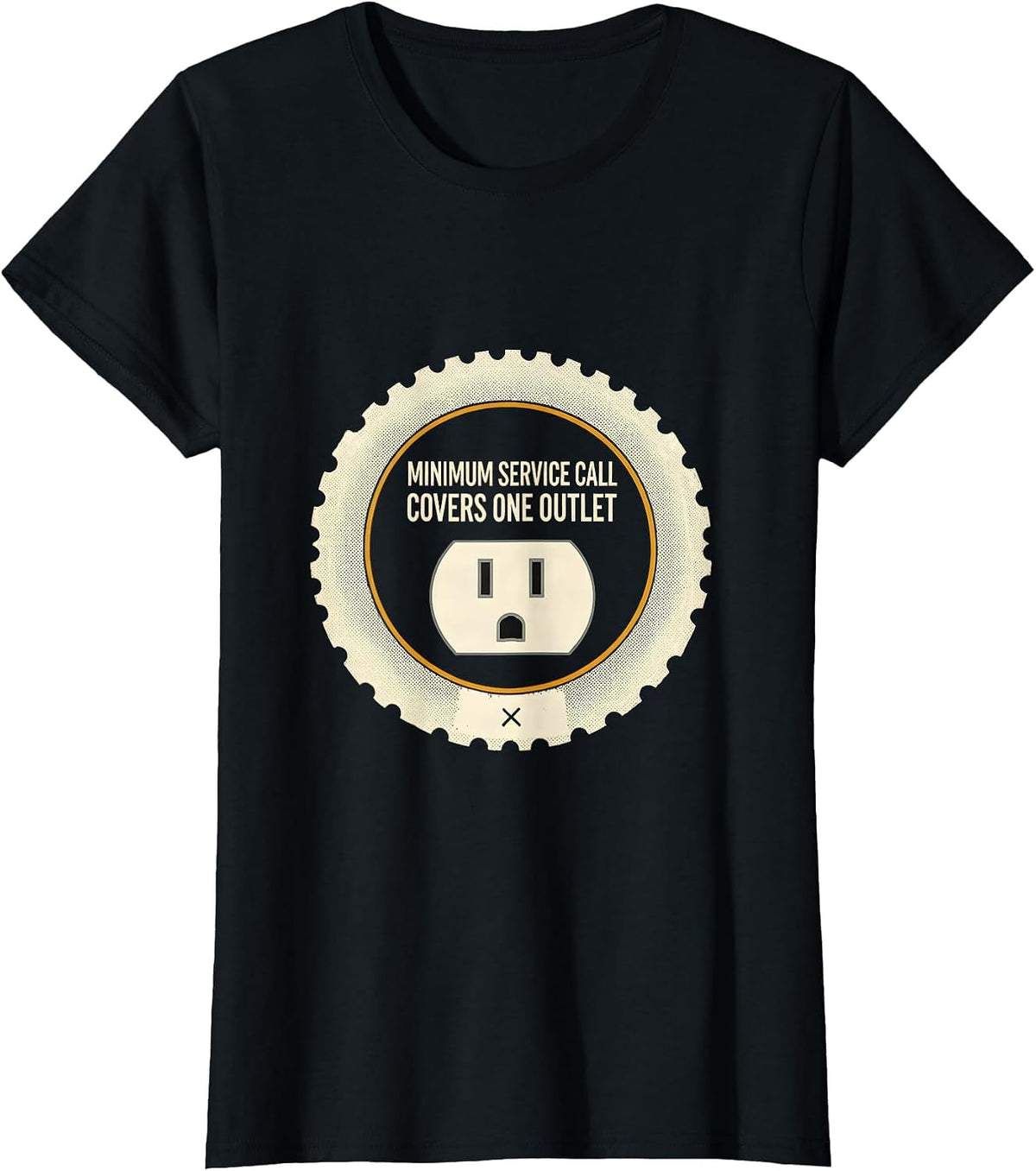 Women's Minimum Service Call Covers One Outlet Funny Electrician T-Shirt - Black