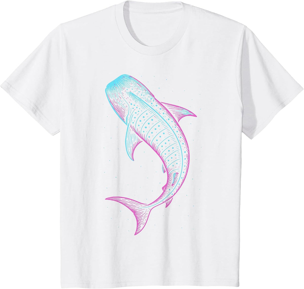 Whale Shark Illustration Colorful T-Shirt - White