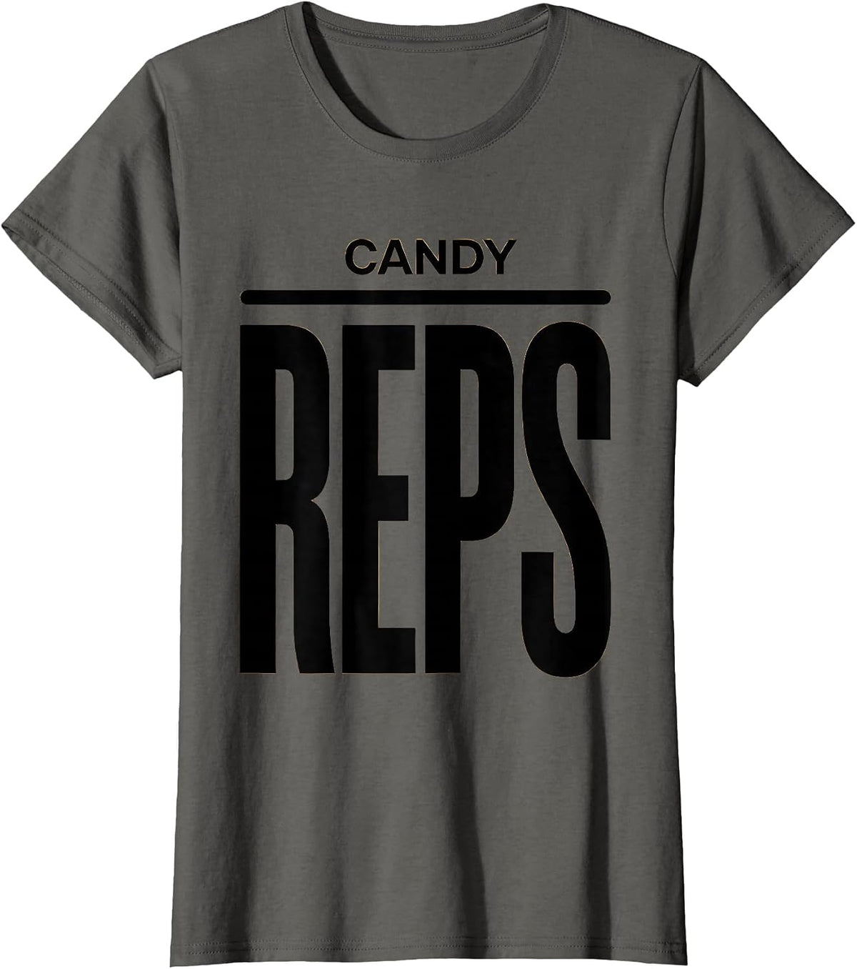 Women's Candy Reps Funny Halloween Gym Workout Lifting Pun T-Shirt - Asphalt Grey
