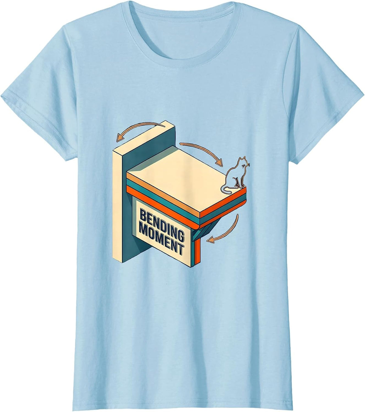 Women's Bending Moment Funny Cat Physics Humor Design Cat Lover T-Shirt - Baby Blue