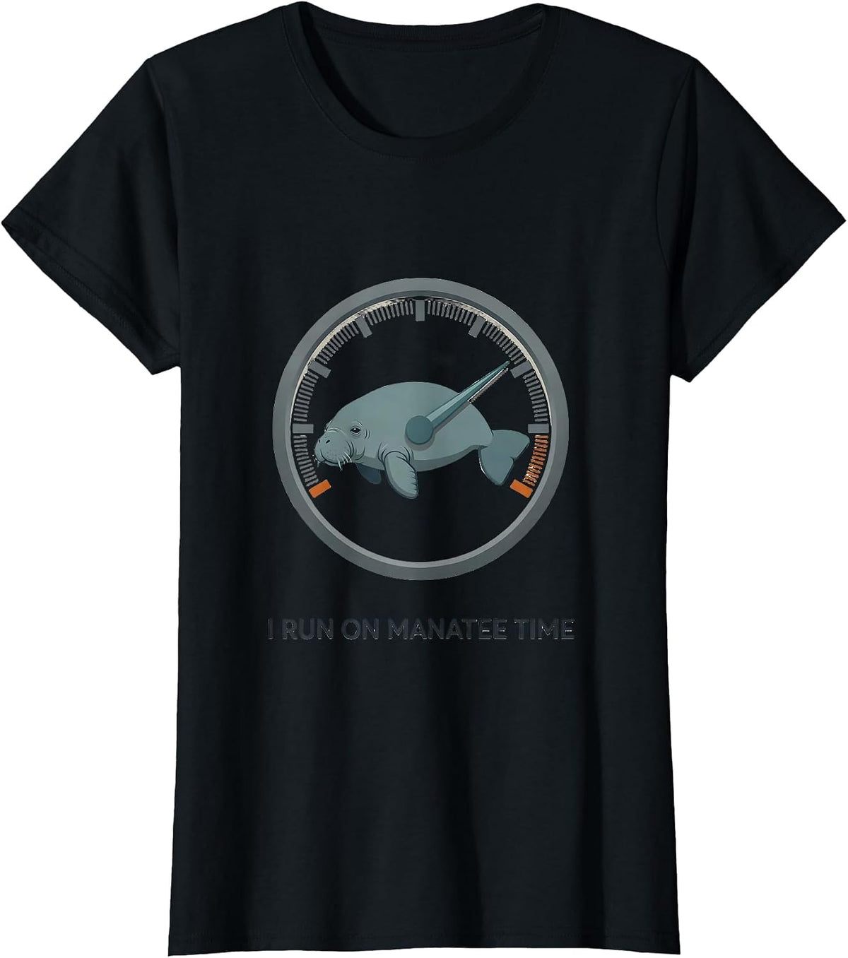 Women's I Run On Manatee Time Funny Manatee Lover Sea Animal Humor T-Shirt - Black