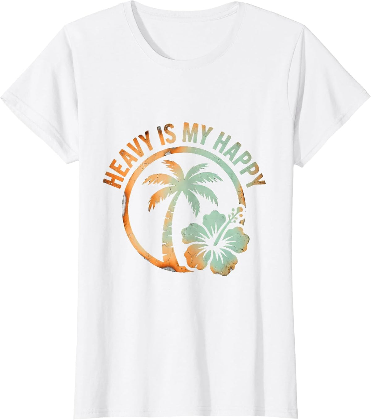 Women's Heavy Is My Happy Grunge Bold Statement Design T-Shirt - White