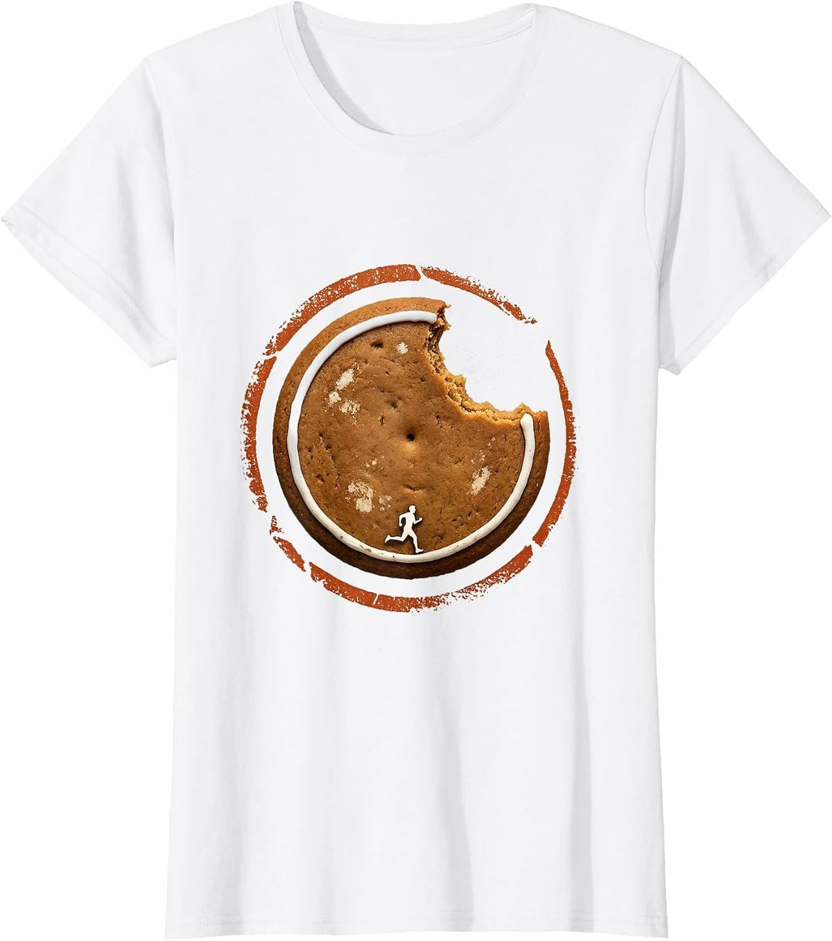 Bitten Gingerbread Runner Stamp Funny Christmas Fun Run T-Shirt - White
