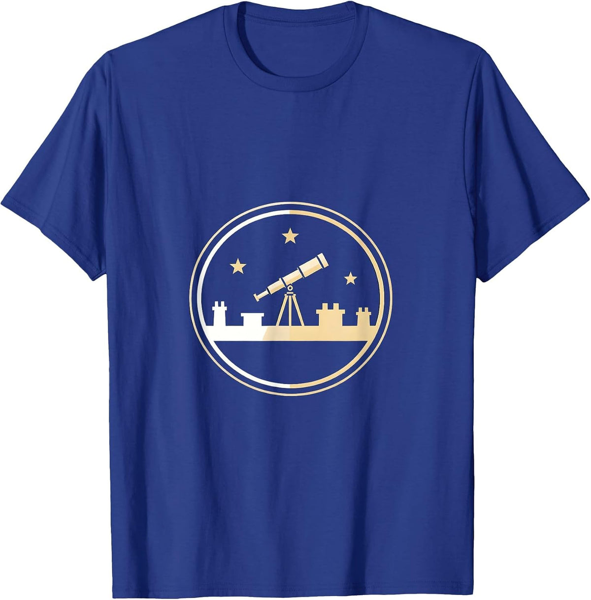 Rooftop Stargazer Telescope Astronomy Design T-Shirt - Royal Blue