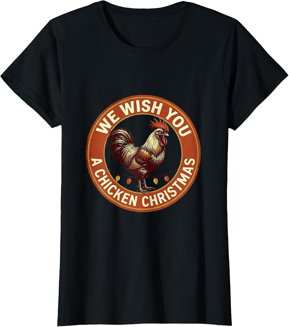 Women's We Wish You A Chicken Christmas Funny Chicken Lover Holiday T-Shirt - Black