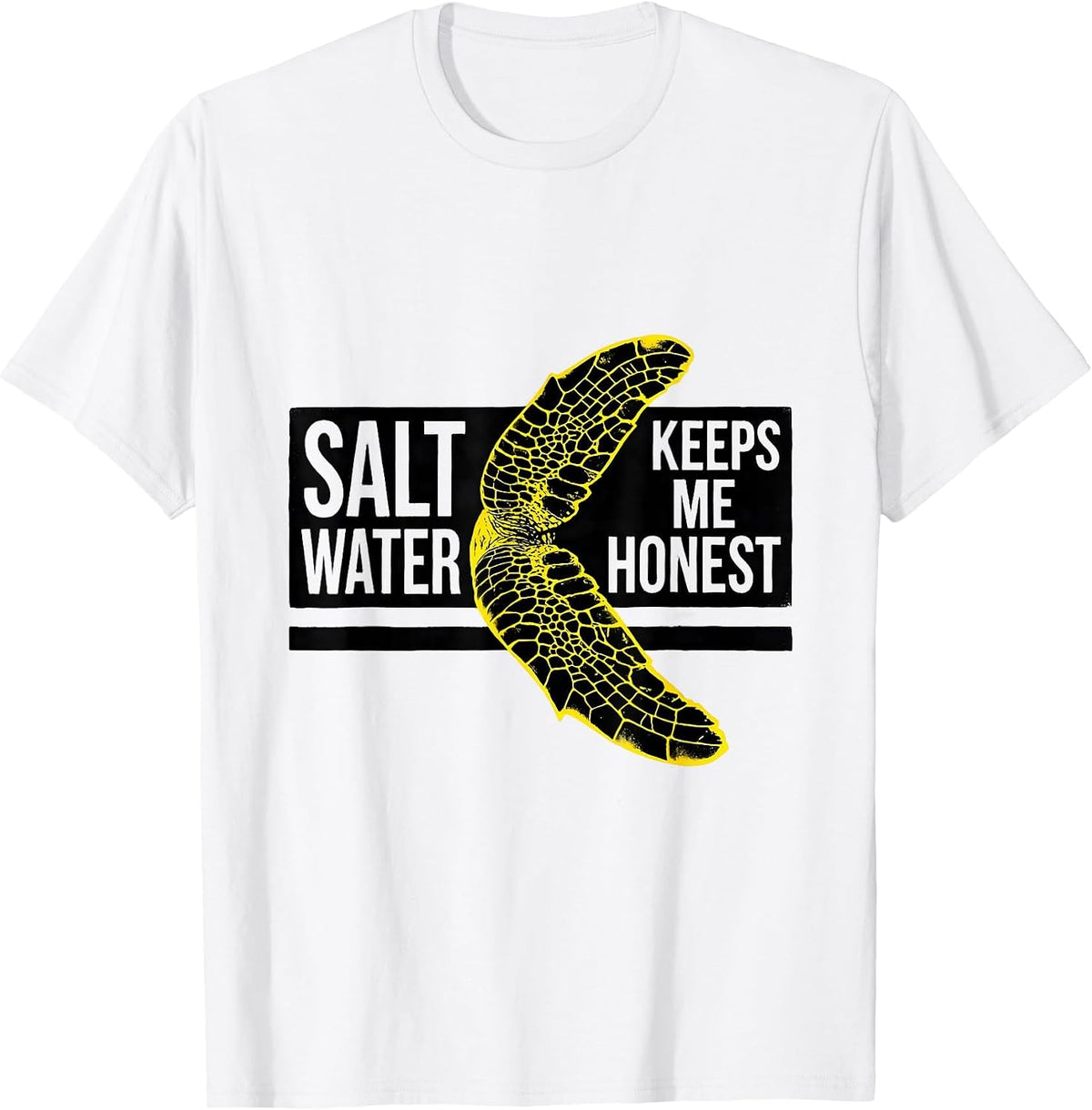 Men's Salt Water Keeps Me Honest Stencil Sea Turtle Ocean Animal T-Shirt - White