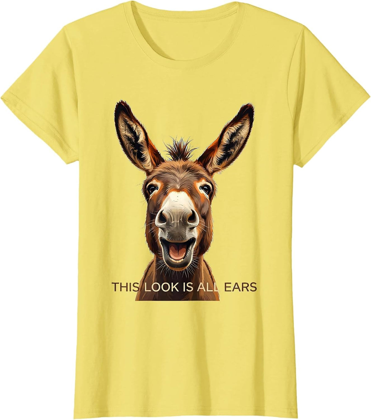 Women's This Look Is All Ears Funny Donkey Costume Animal Lover T-Shirt - Lemon Yellow