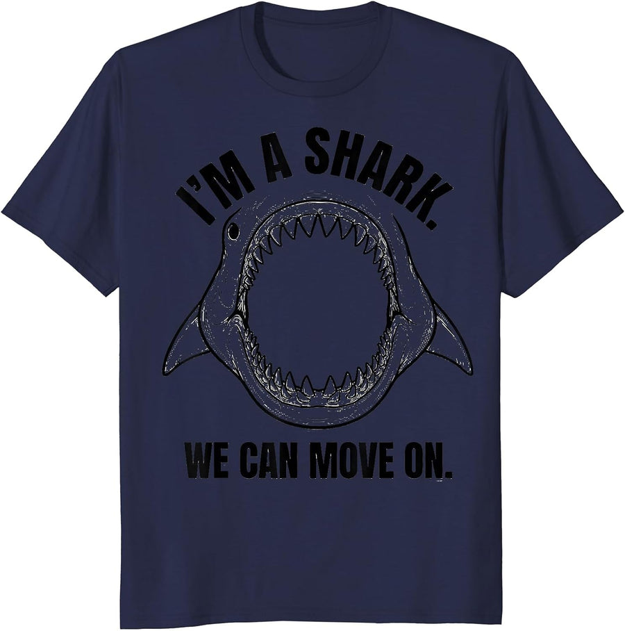 I'm A Shark We Can Move On Funny Shark Lover Halloween T-Shirt - Navy Blue