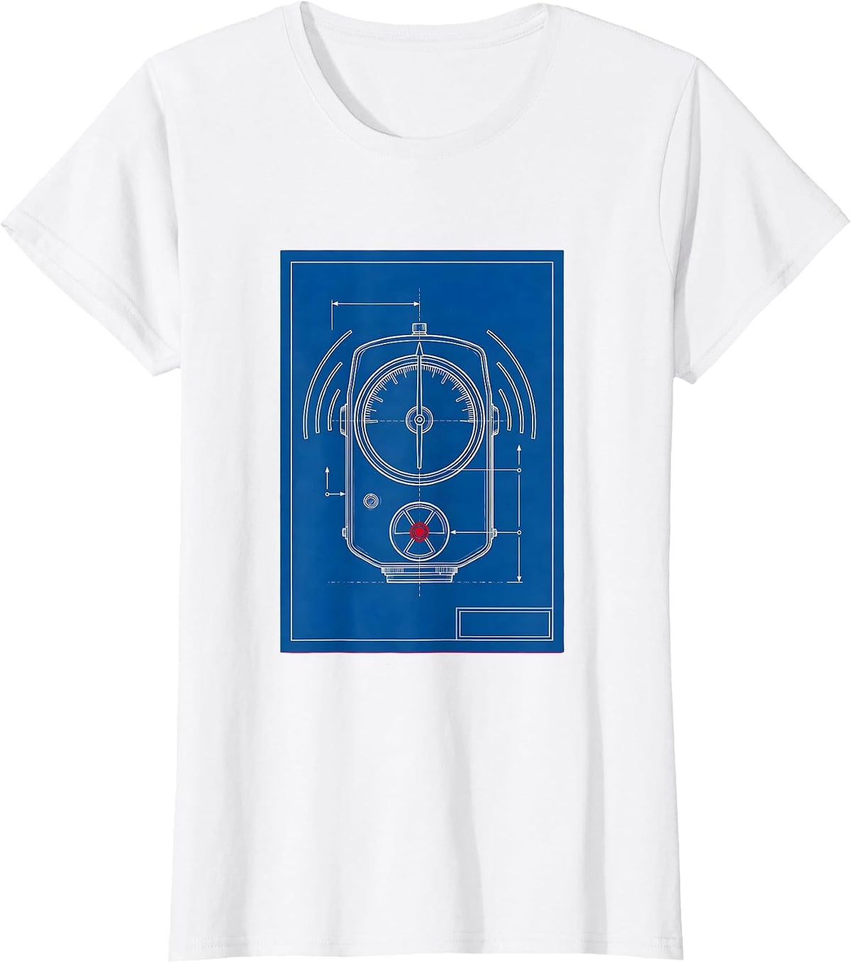 Women's Technical Survey Meter Radiation Trefoil Dark Humor Physics T-Shirt - White