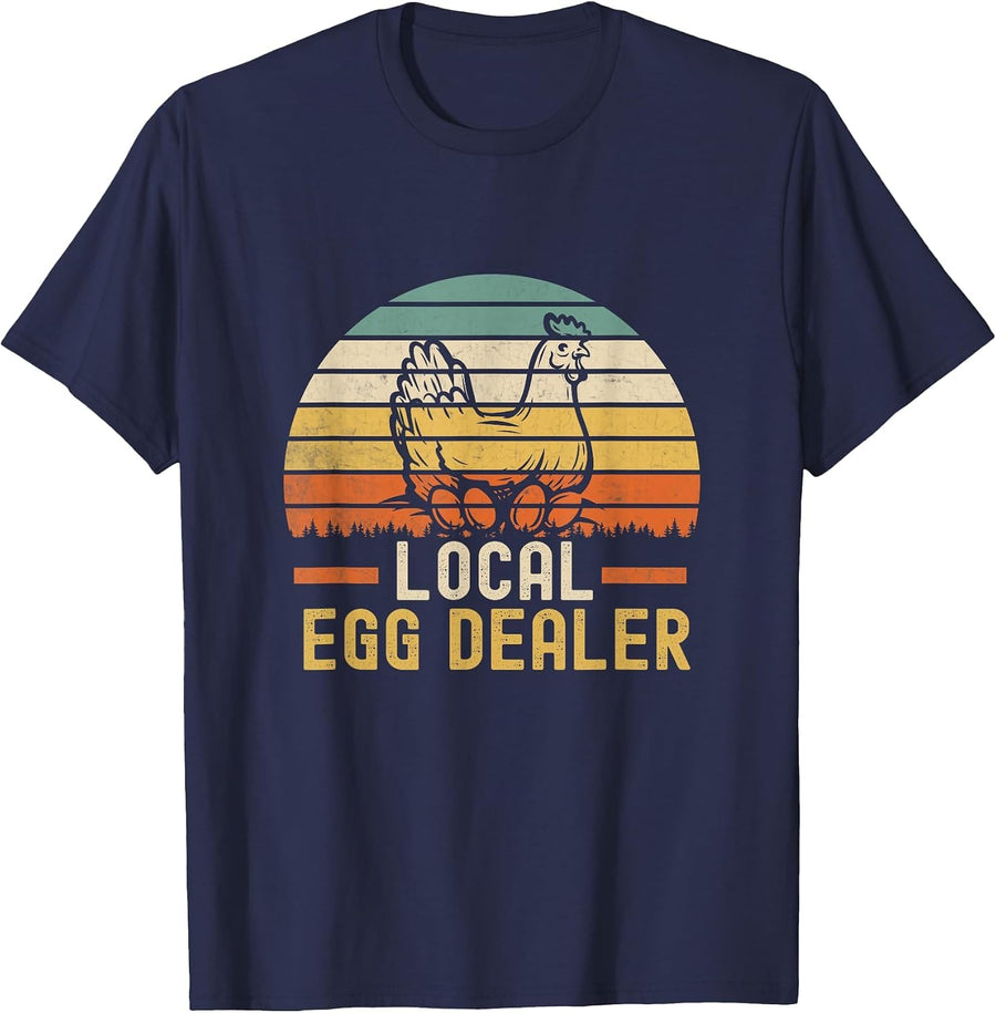 Local Egg Dealer Farm Funny Chicken Farmer T-Shirt - Navy Blue