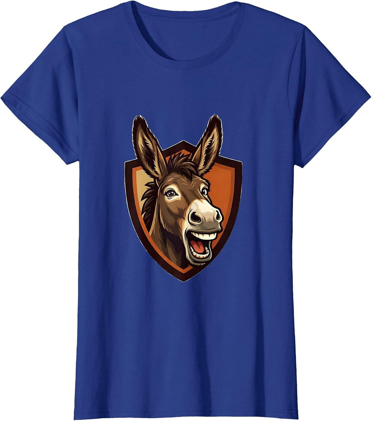 Women's Donkey Mascot Badge Funny Halloween Costume Novelty T-Shirt - Royal Blue
