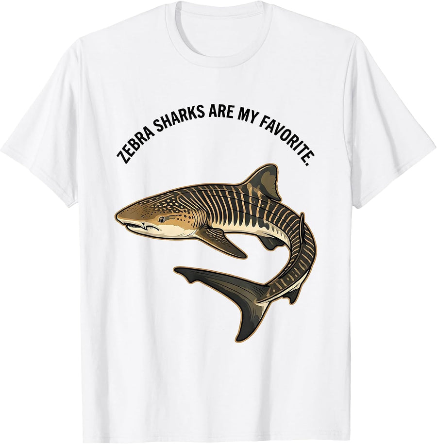 Men's Zebra Sharks Are My Favorite Funny Ocean Animal Lover Gift T-Shirt - White