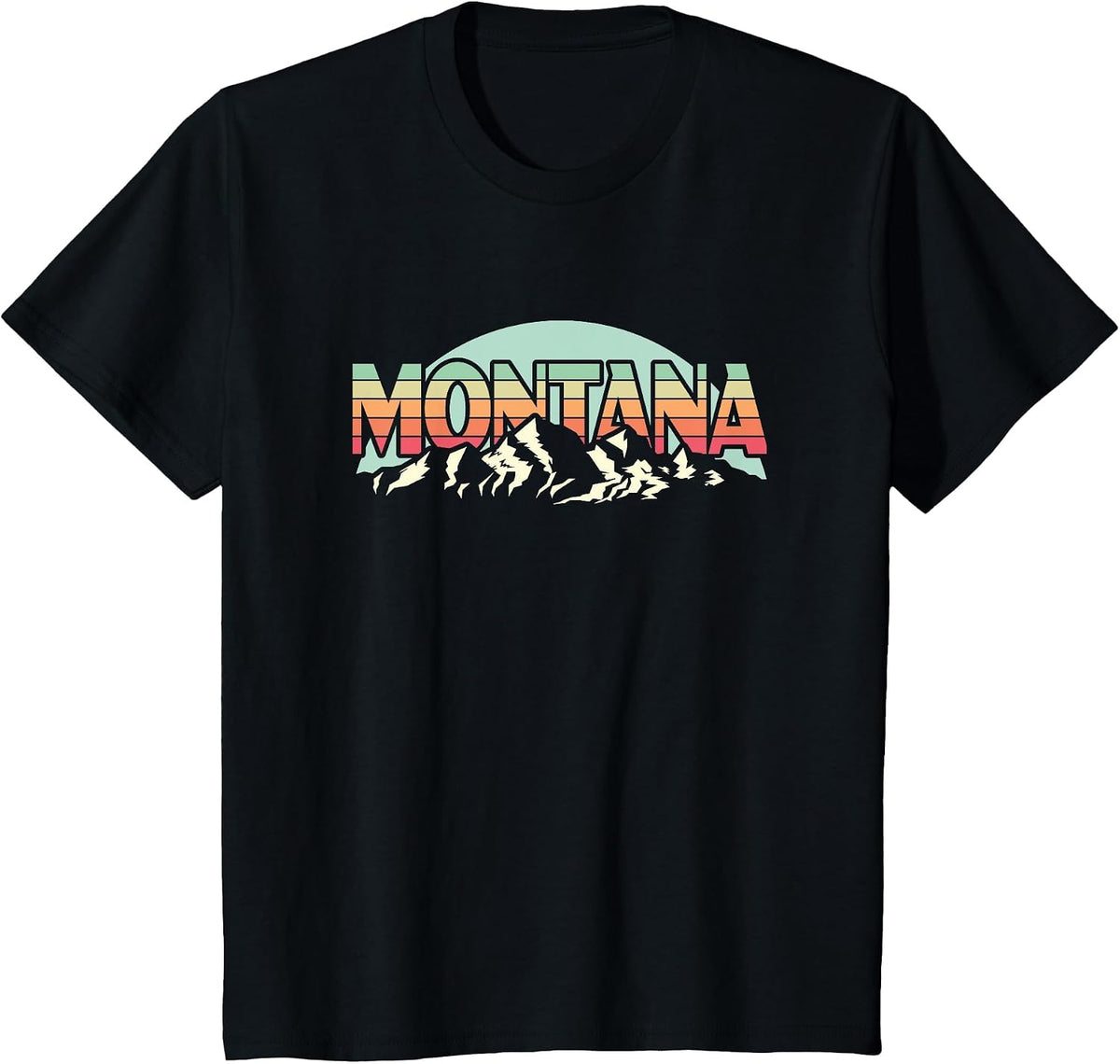 American State Montana - Vintage Mountain Nature Hiking T-Shirt - Black