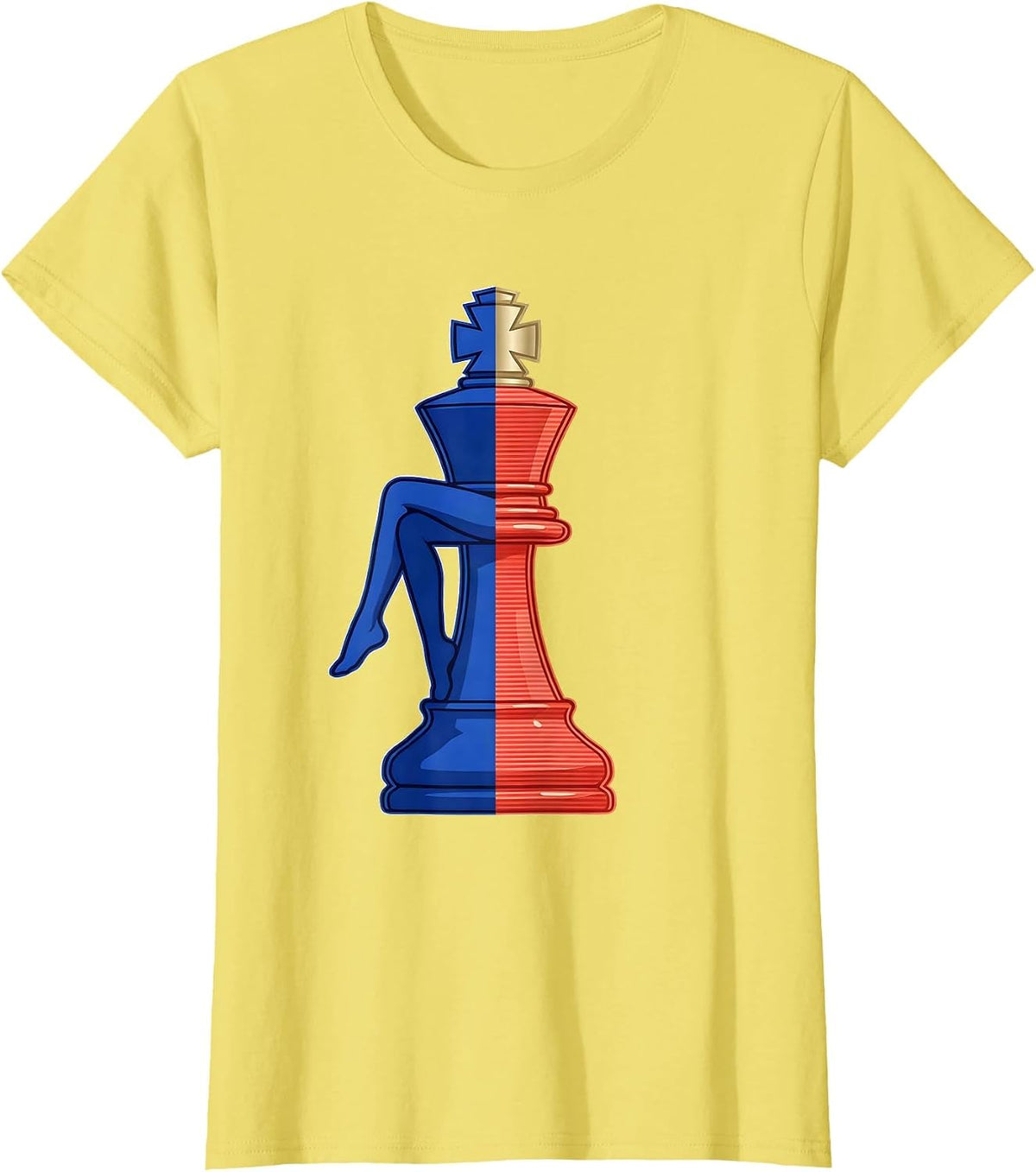 Chess Queen Throne Checkered Graphic Design T-Shirt - Lemon Yellow