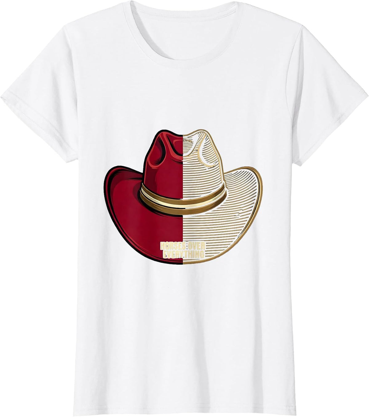 Horses Over Everything Cowboy Graphic Design T-Shirt - White