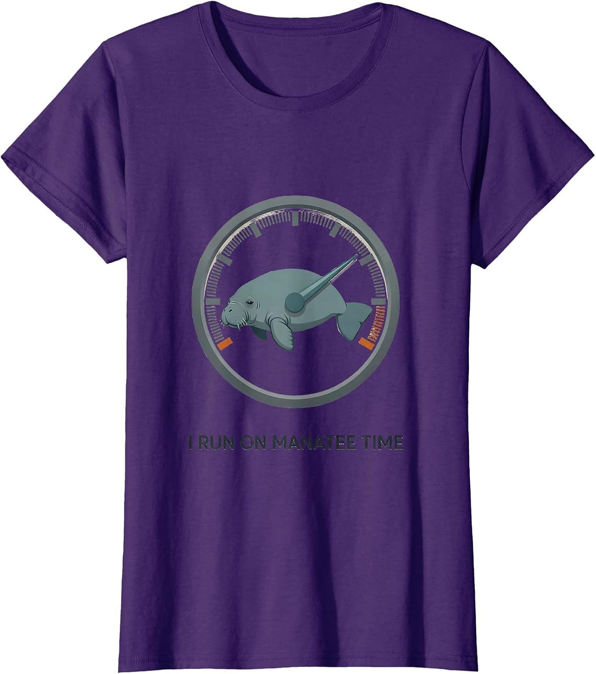 Women's I Run On Manatee Time Funny Manatee Lover Sea Animal Humor T-Shirt - Purple