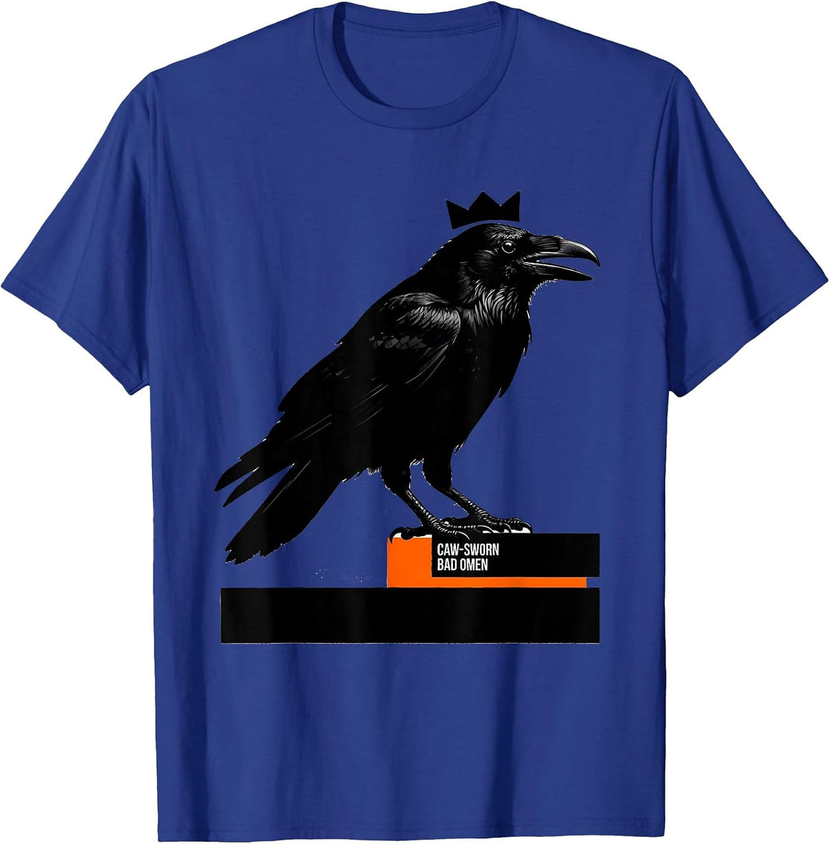 Men's Caw-Sworn Bad Omen Gothic Crow Raven Bird Pun Humor T-Shirt - Royal Blue