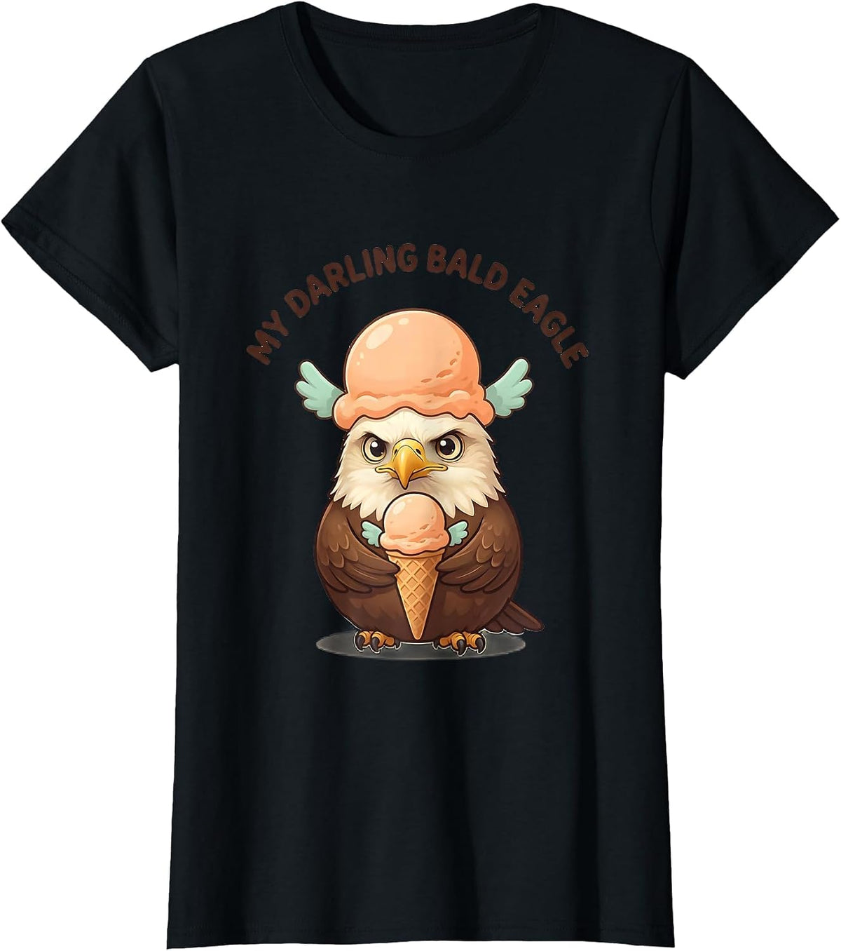 My Darling Bald Eagle Cute Kawaii Bird Lover Novelty T-Shirt - Black