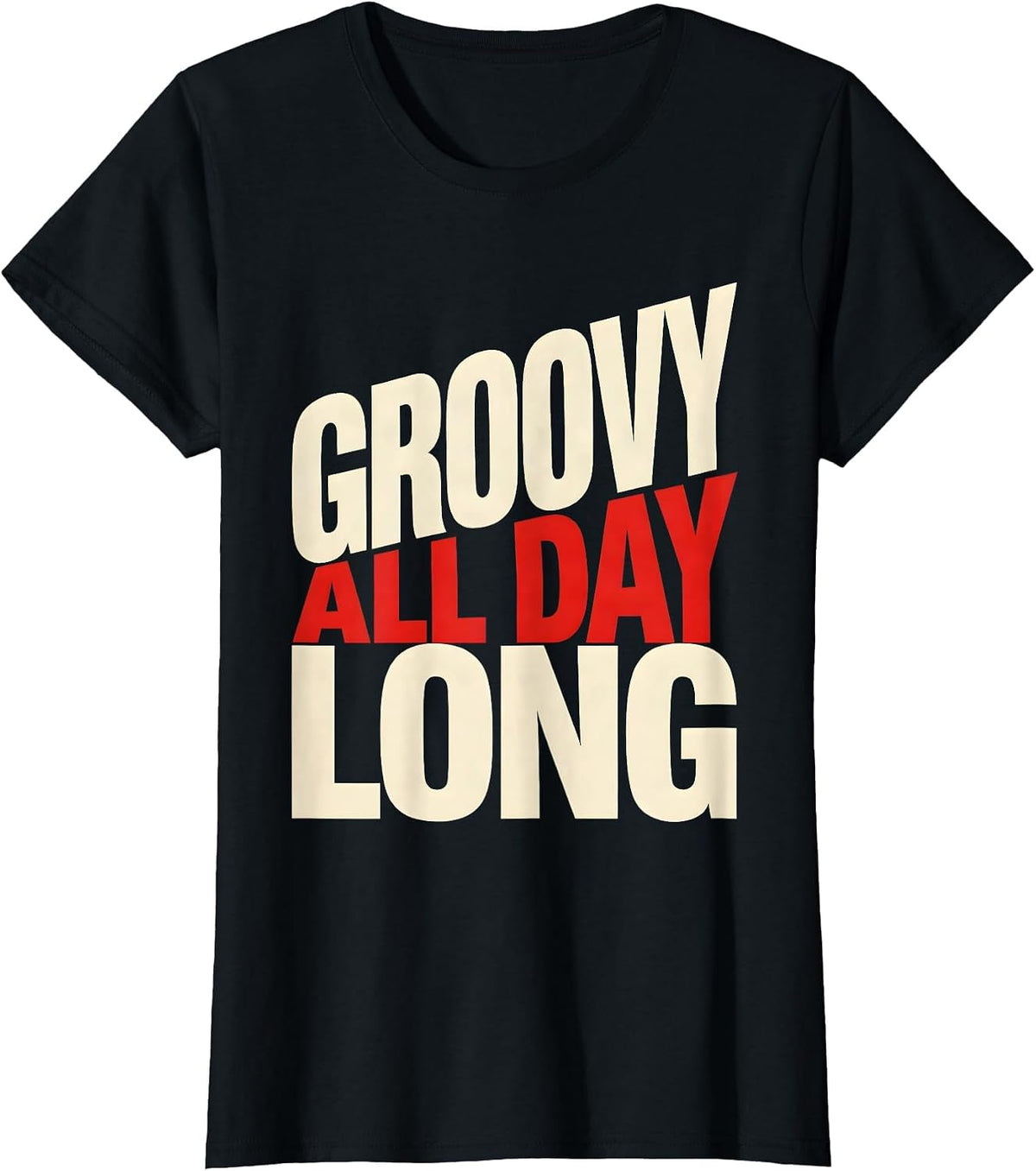 Groovy All Day Long Hippie Vibes Design T-Shirt - Black