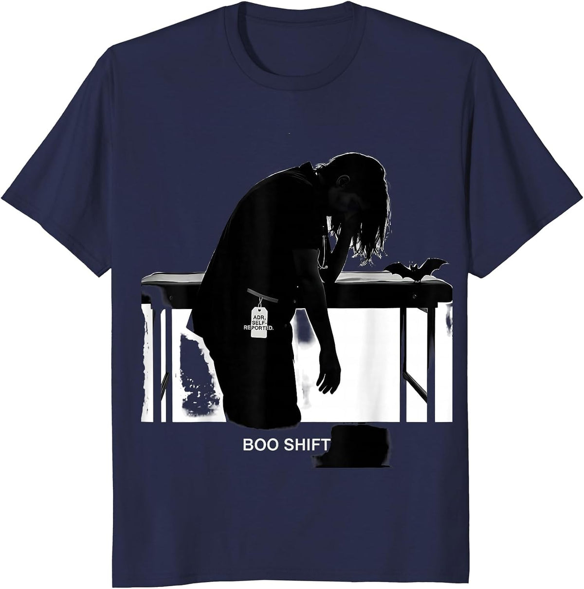 Men's ADR Self-Reported Boo Shift Funny Vet Tech Halloween T-Shirt - Navy Blue