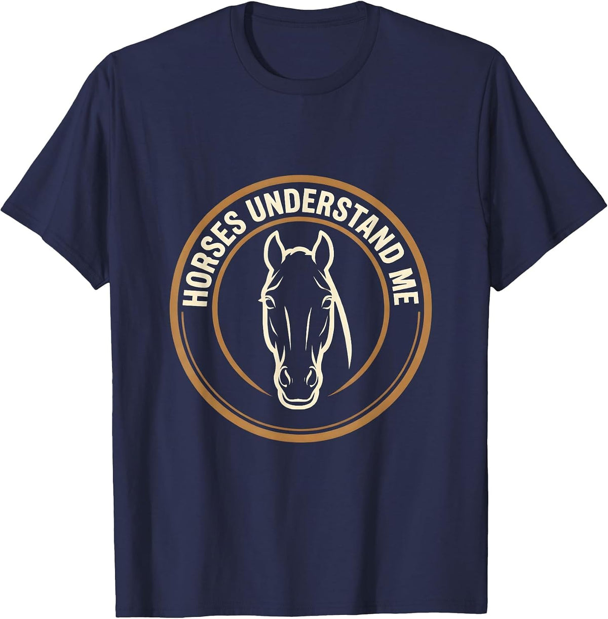 Horses Understand Me Equestrian Design T-Shirt - Navy Blue