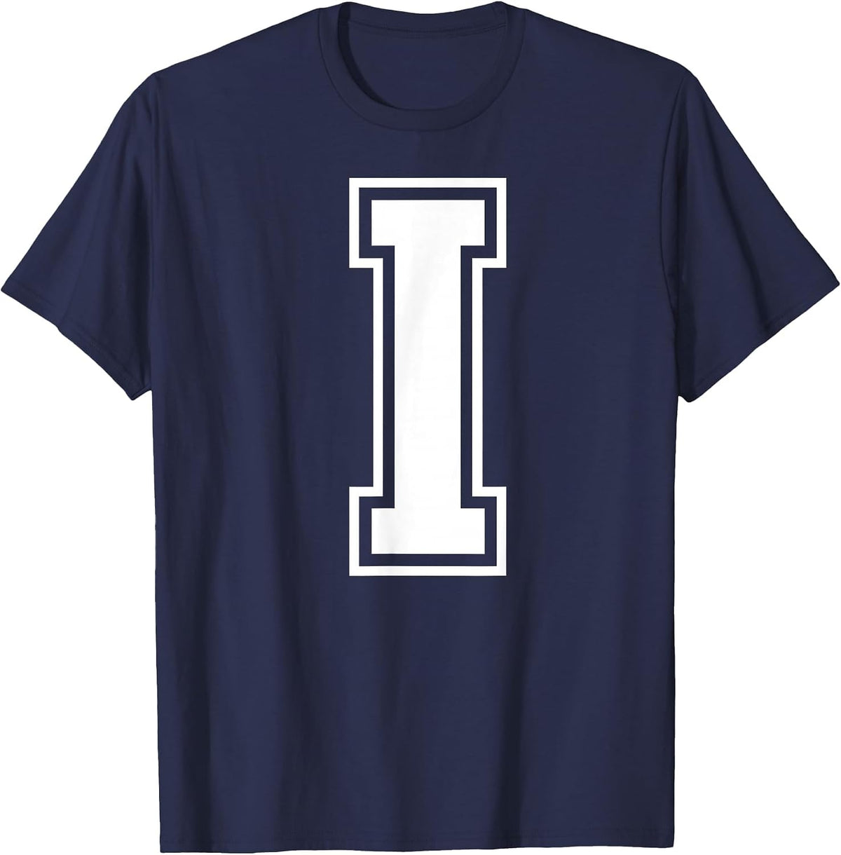 Letter I Capital Alphabet College Varsity Monogram Club T-Shirt - Navy Blue