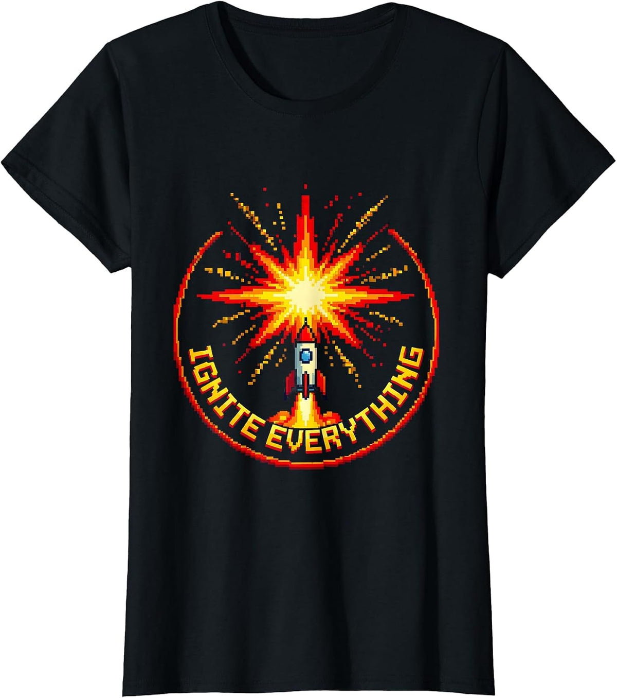 Ignite Everything Fireworks Explosion Design T-Shirt - Black