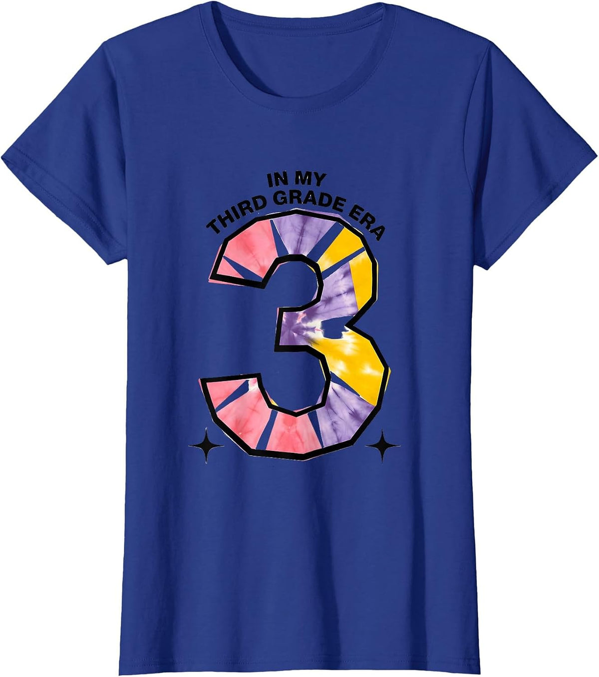 Women's In My Third Grade Era Playful Tie Dye Back To School Girl T-Shirt - Royal Blue