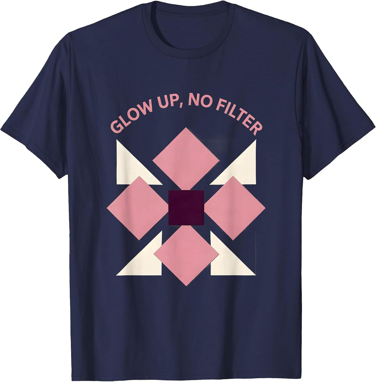 Glow Up No Filter K-Beauty Skincare Design T-Shirt - Navy Blue