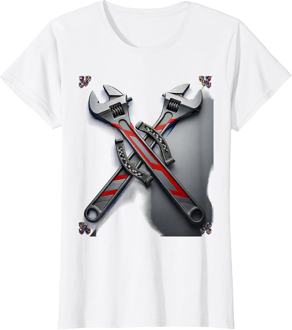Women's Valley Forge Automotive Wrench and Horseshoe Graphic T-Shirt - White