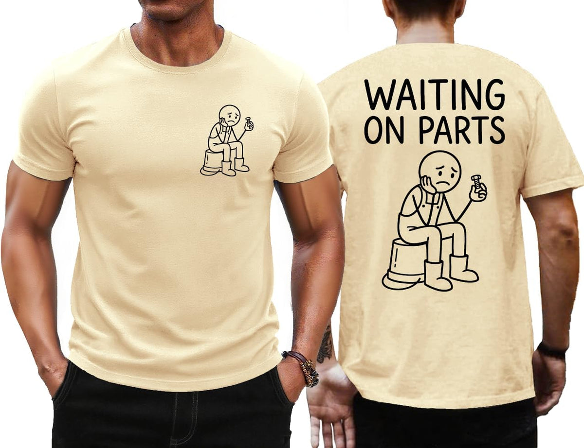 Waiting On Parts T-Shirt Mechanic Humor Shirt for Men - Creamy Yellow