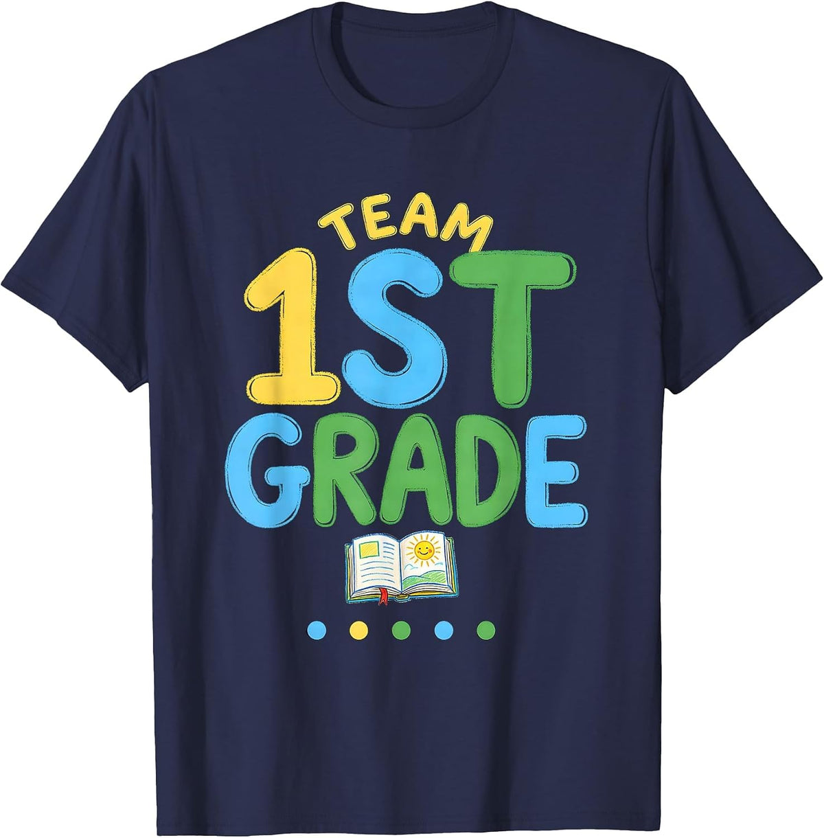 Team First Grade Naive Kidcore Back To School Teacher T-Shirt - Navy Blue