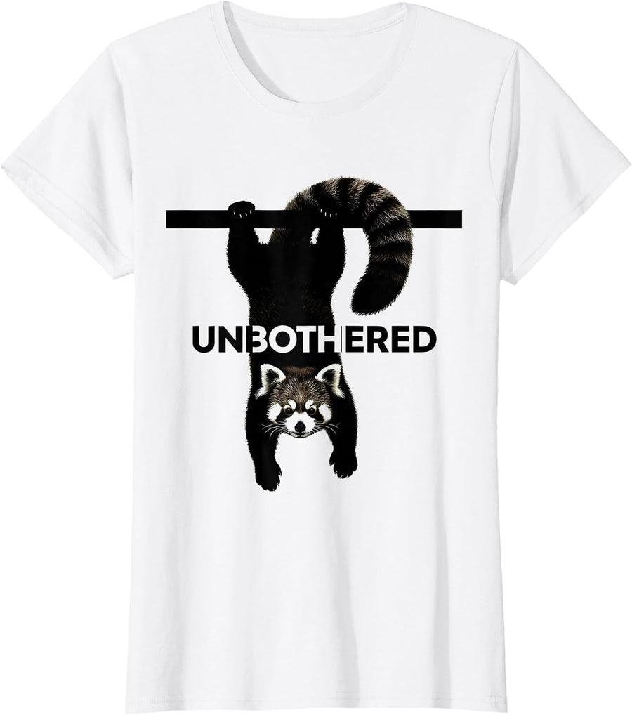 Women's Unbothered Silhouette Red Panda Lover Animal Enthusiast T-Shirt - White