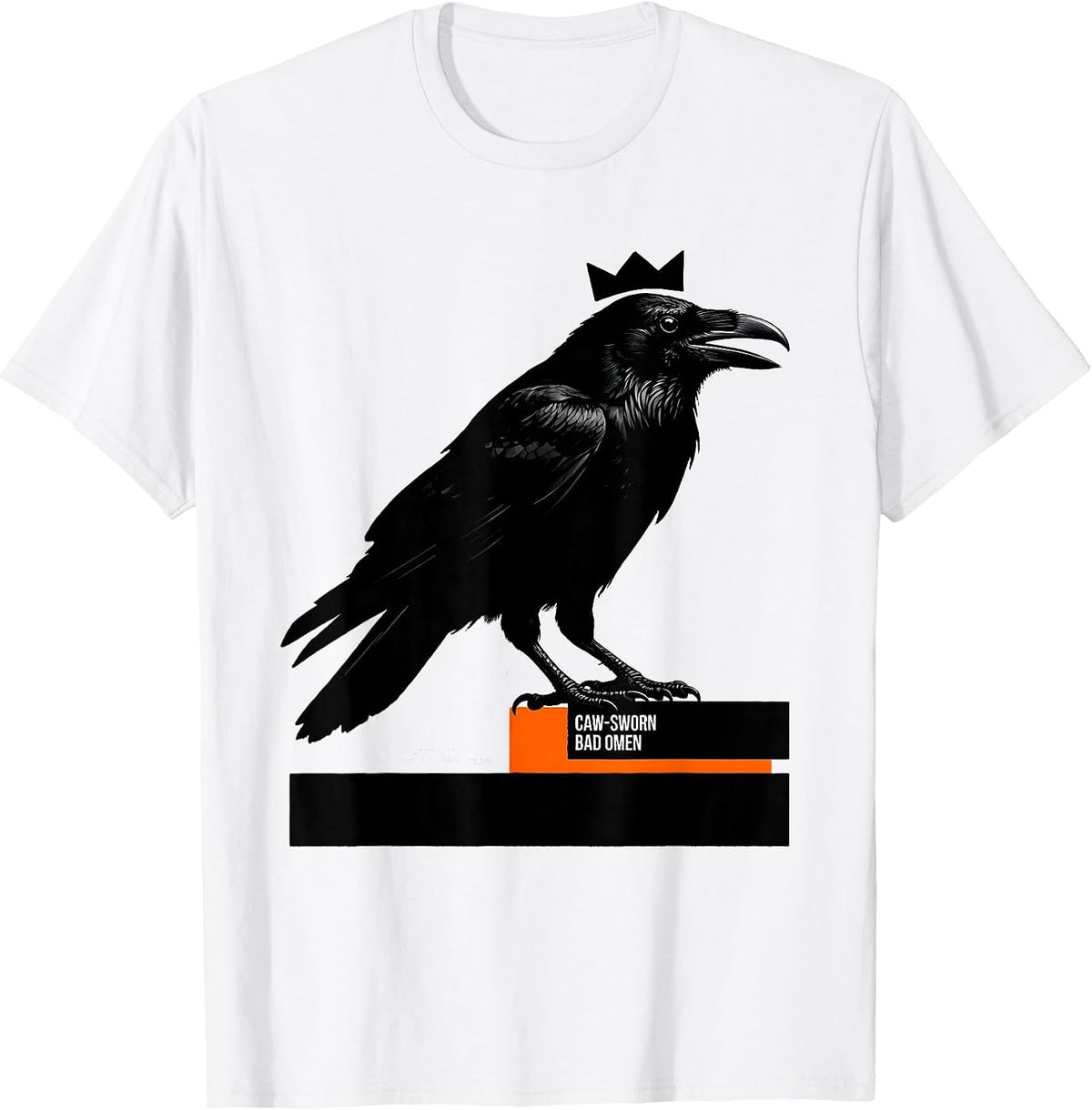 Men's Caw-Sworn Bad Omen Gothic Crow Raven Bird Pun Humor T-Shirt - White