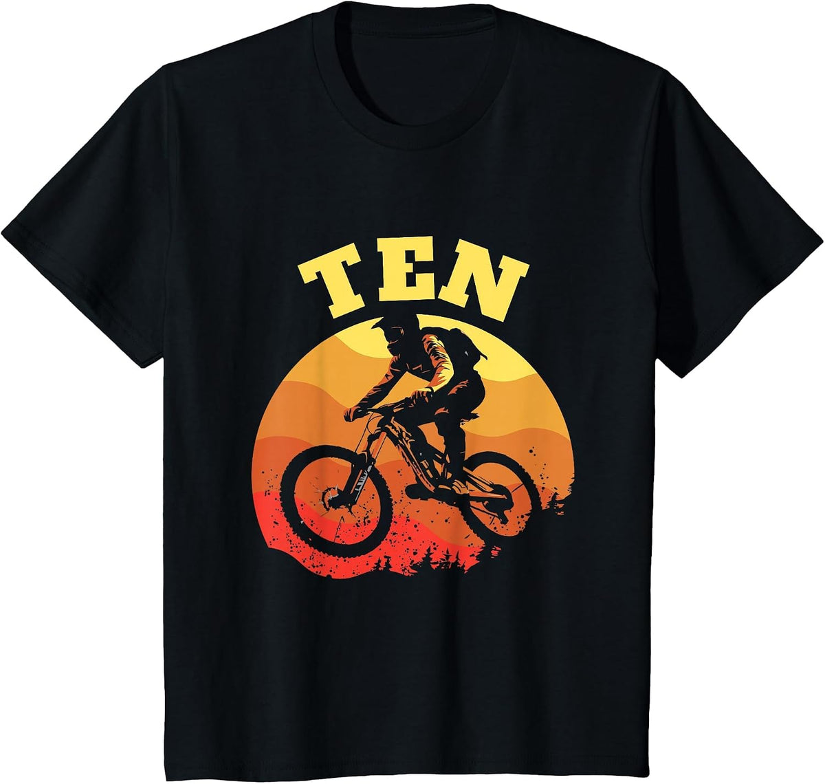 Turning 10 Mountain Bike Theme BMX Lover 10th Birthday Vibes T-Shirt - Black