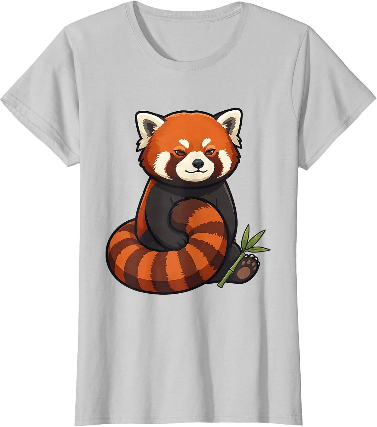 Round Kawaii Red Panda Cute Animal Lover Gift T-Shirt - Silver Grey