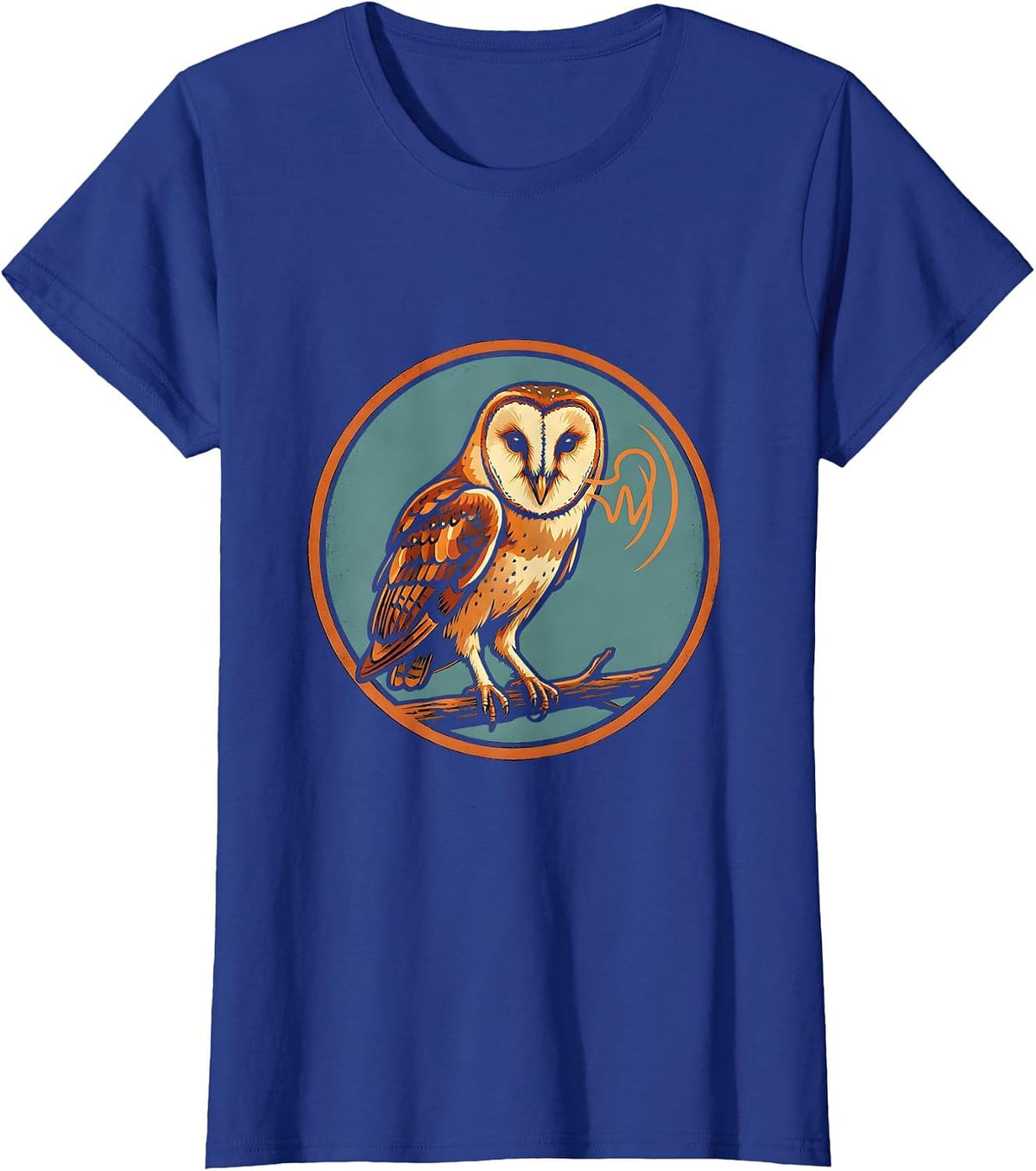 Women's Sealed Barn Owl Badge Eco-Friendly Bird Lover Novelty T-Shirt - Royal Blue
