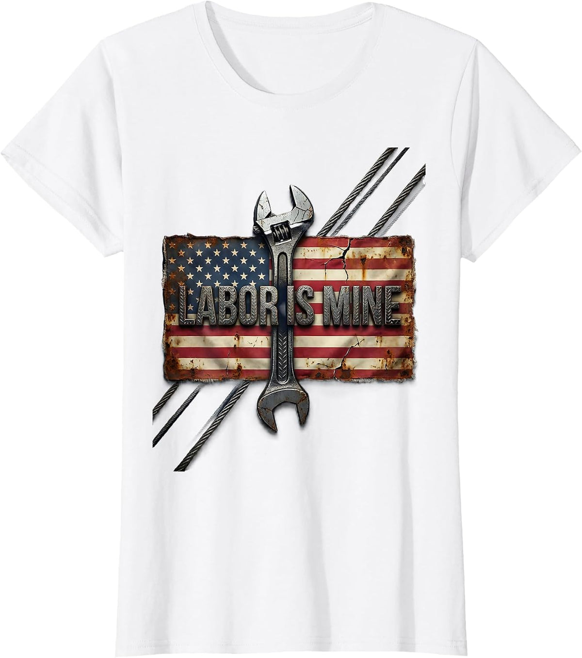 Labor Is Mine Distressed Handyman Blue Collar Pride T-Shirt - White