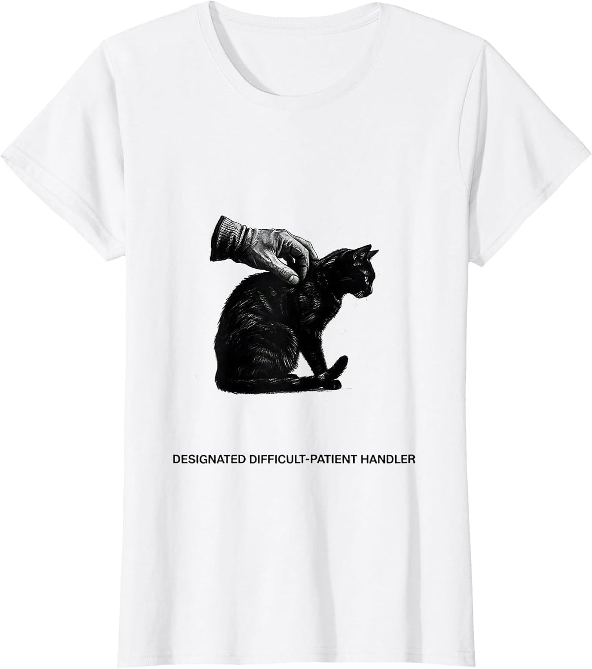 Women's Designated Difficult-Patient Handler Minimalist Vet Tech T-Shirt - White