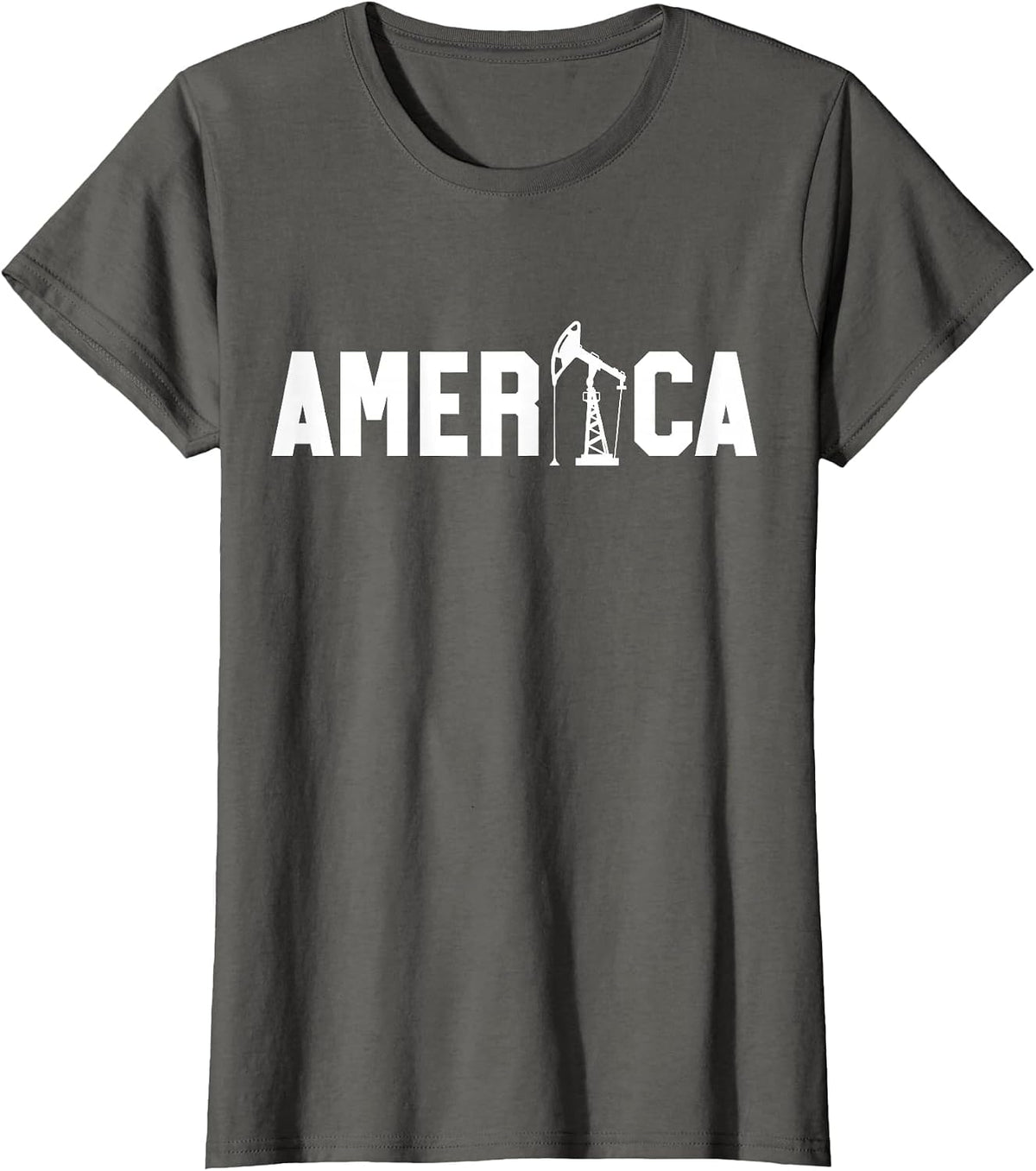 Oil Rig Worker America USA American Gas Oilfield T-Shirt - Asphalt Grey