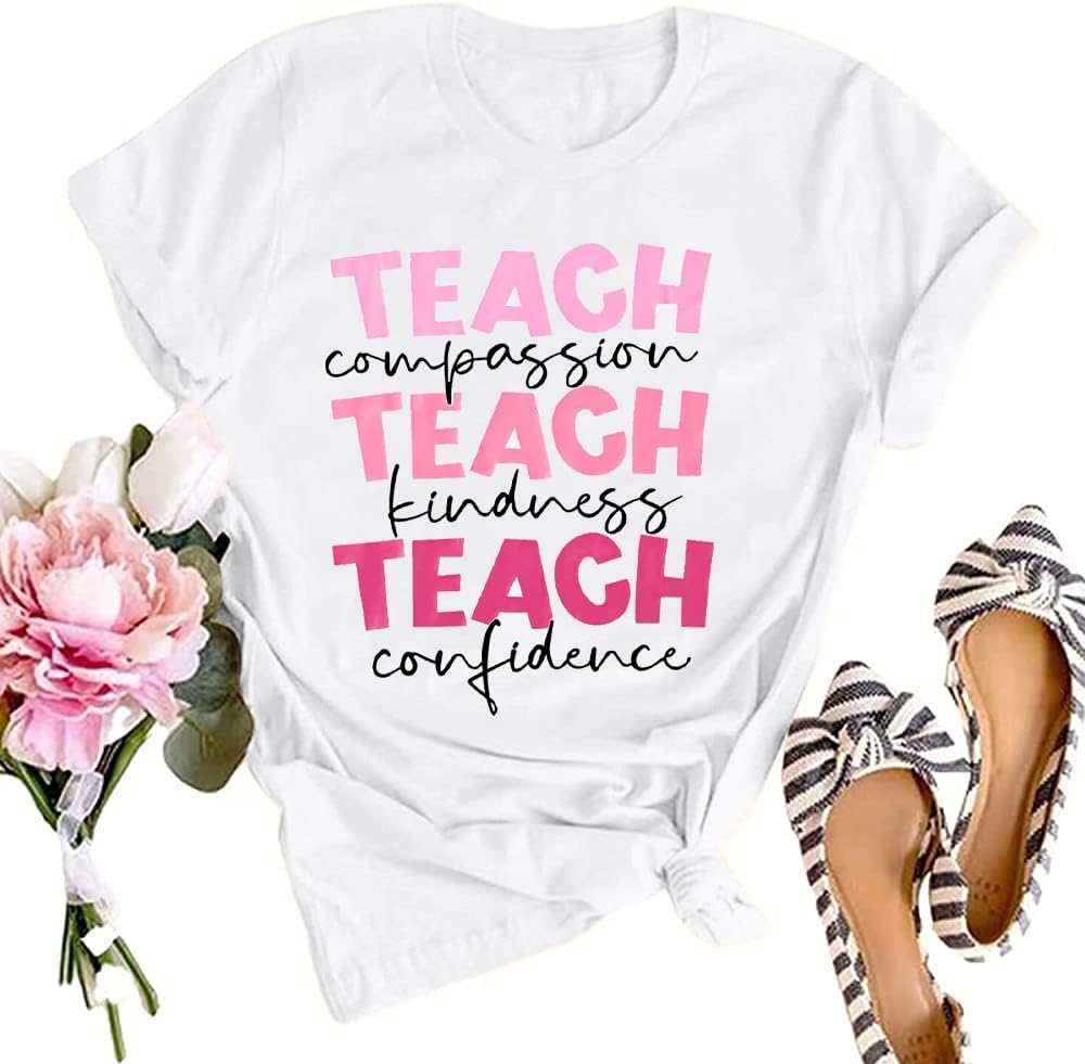 SFHFY Teacher Shirt for Women: Teacher Life T-Shirts Special Education Tee - White
