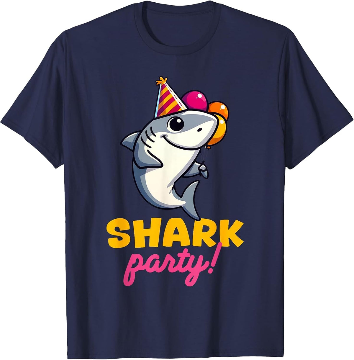 Cool Shark Party Birthday Beach Funny Shark T-Shirt - Navy Blue