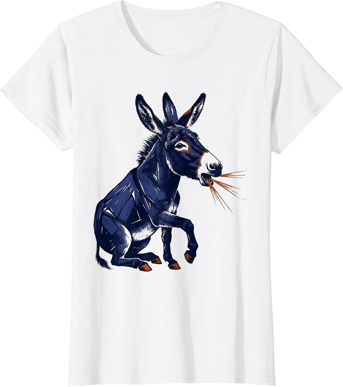 Donkey Linocut Quirky Animal Lover Gift T-Shirt - White