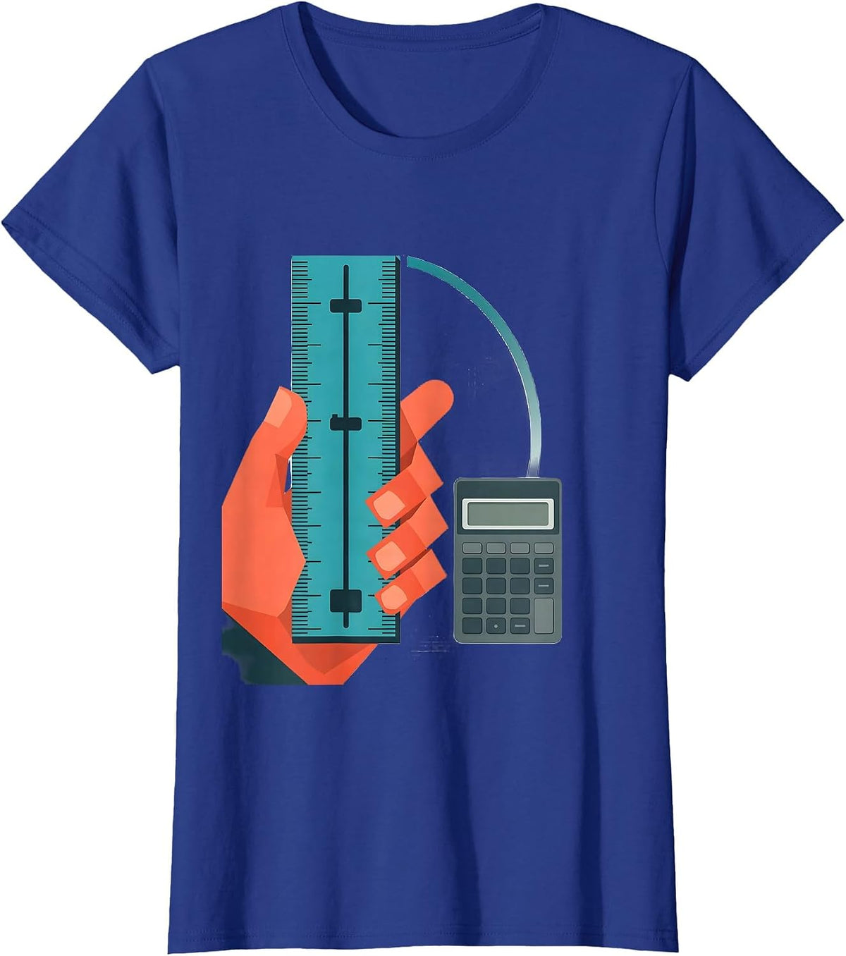 Women's Slide Rule Classically Trained Retro Math Engineer T-Shirt - Royal Blue